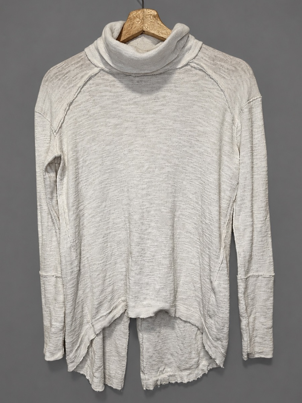 We The Free Cream Slub Knit Turtleneck Pullover